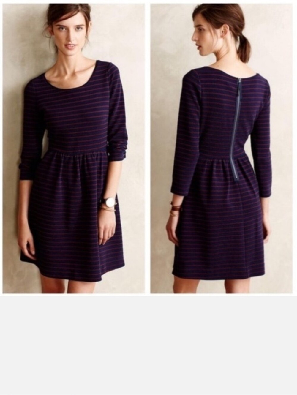 Anthropologie Maeve Fit & Flare Dress Striped Size 4
